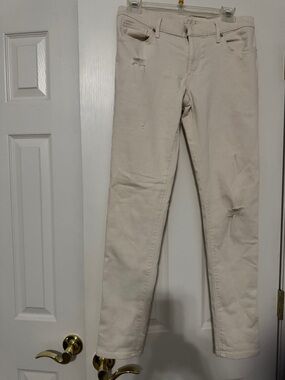 LOFT Women's Straight Leg Jeans in Light Cream